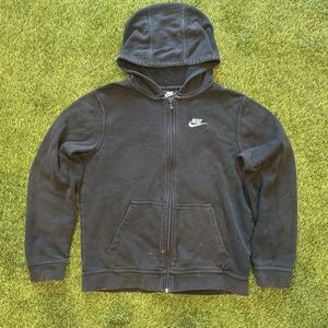 Nike Hoodie Youth Size XL Black Full Zip Knit Fleece Long Sleeves Y2K